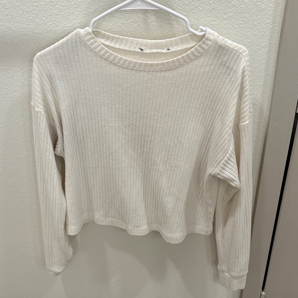 Women's Cream Ribbed Top